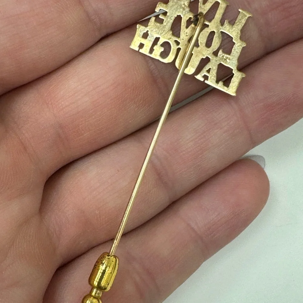 14K solid yellow Gold 'Live Love Laugh' Stick Pin